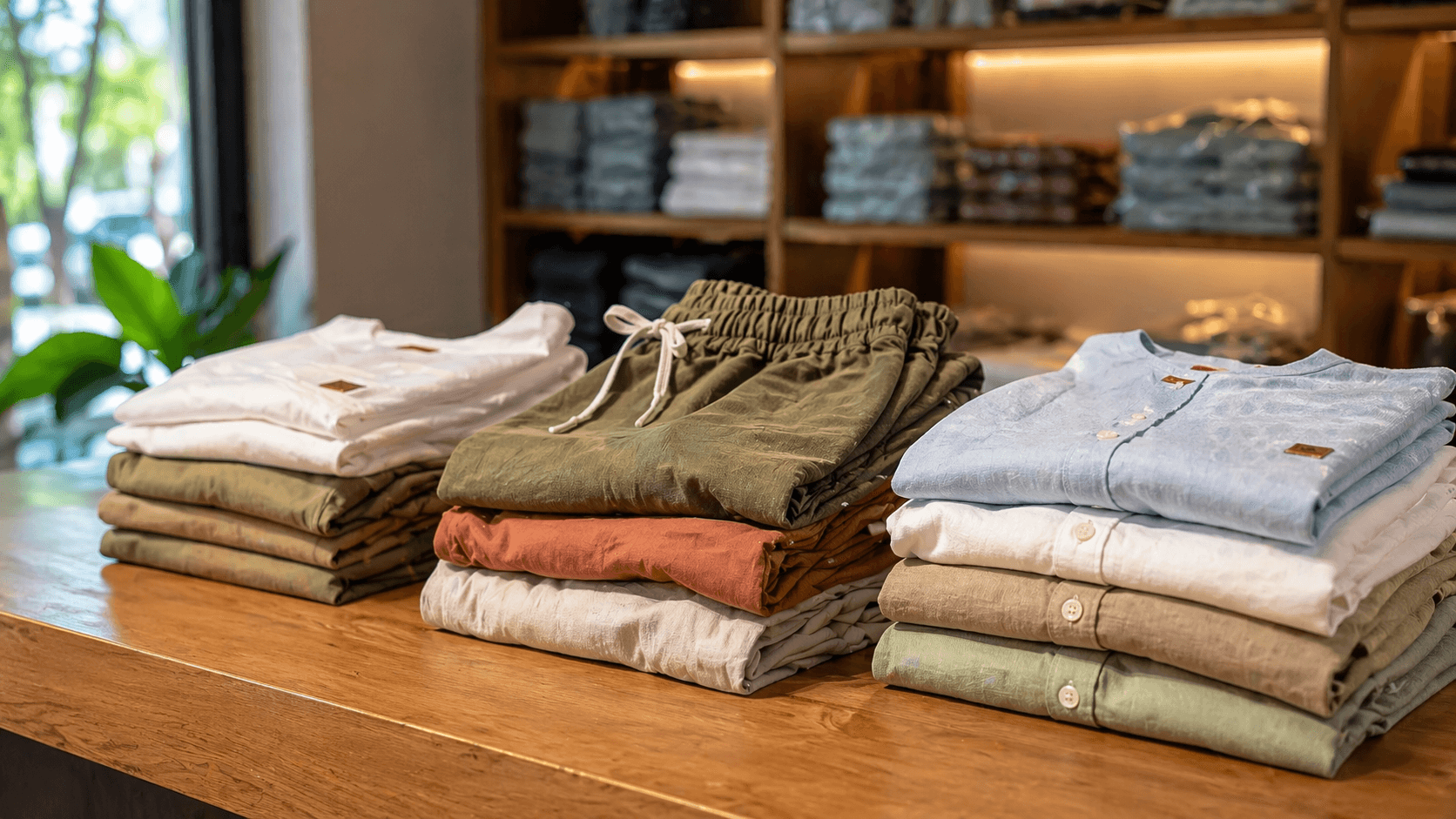Freshly folded laundry stacked neatly at a Canggu laundry service