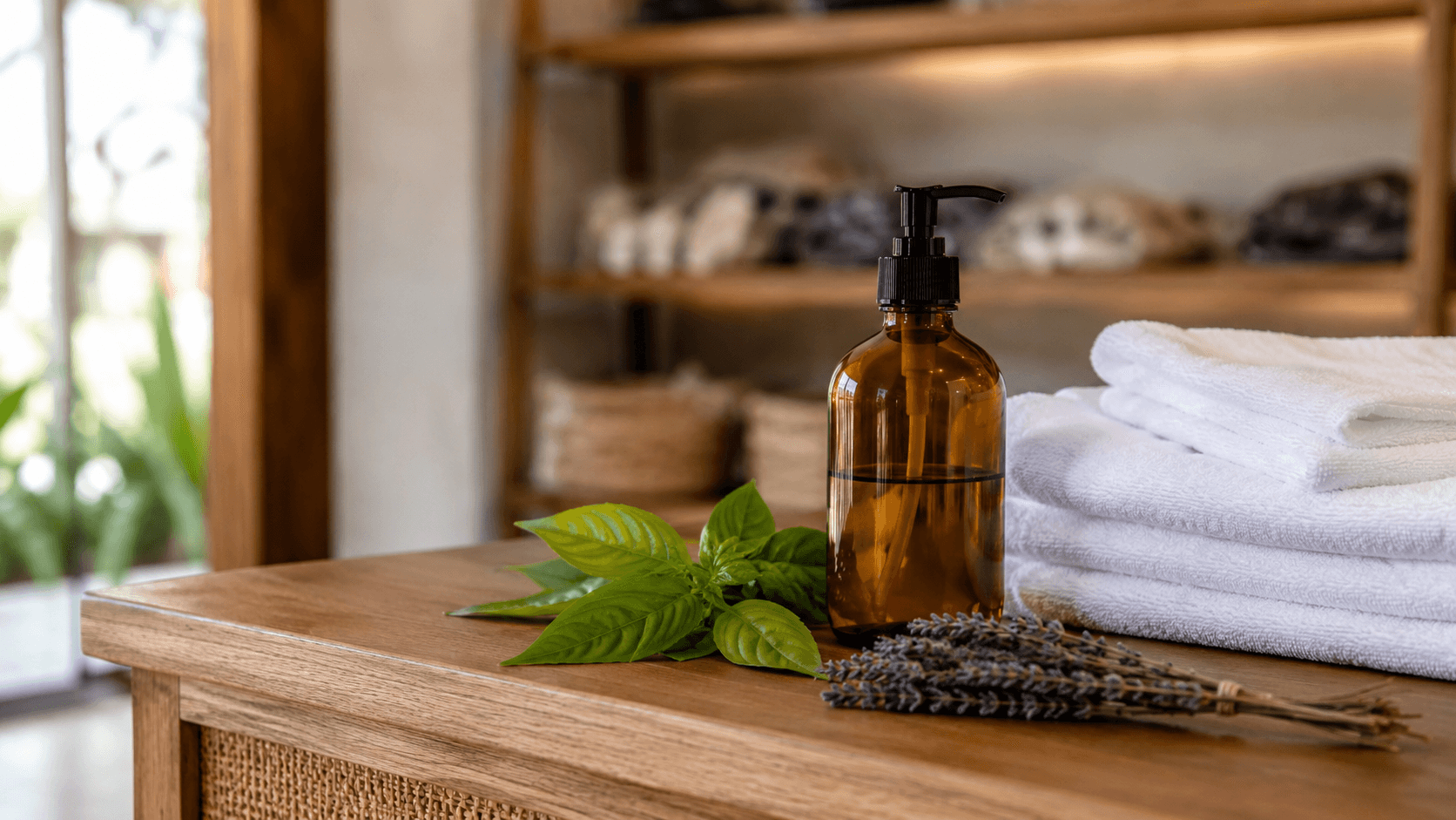 Plant-based detergent and folded laundry at our Canggu shop